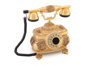 Kristal Altın Varaklı Swarovski Taşlı Telefon Anna Bell